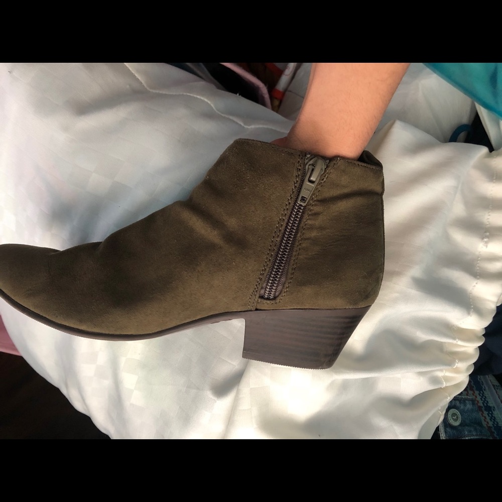 Olive ankle booties